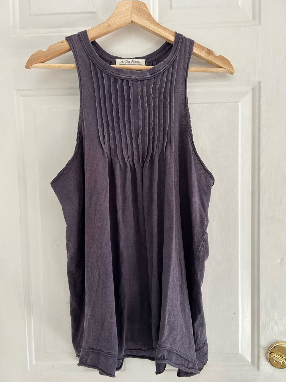 We The Free Pintuck Sleeveless Tank - Slate Purple
